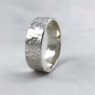Hammered Silver Ring / Solid Sterling Silver / Rustic Men's Women's Band / 7-8mm Width / Custom Sized / Classic Hammered Texture