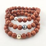 Wood Bracelet / 8mm Burmese Rosewood Beads / Your Choice Of Metal Accent Bead / Men's Women's Unisex Bracelet