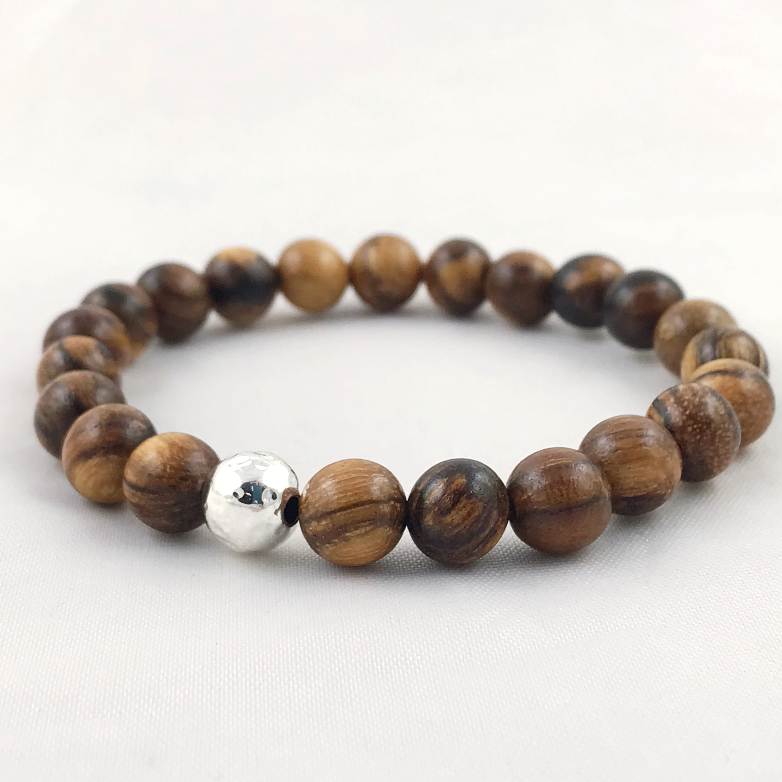 Wood Bracelet / 8mm Qinan Sandalwood Beads / Your Choice Of Metal Accent Bead / Men's Women's Unisex Bracelet - Image 9