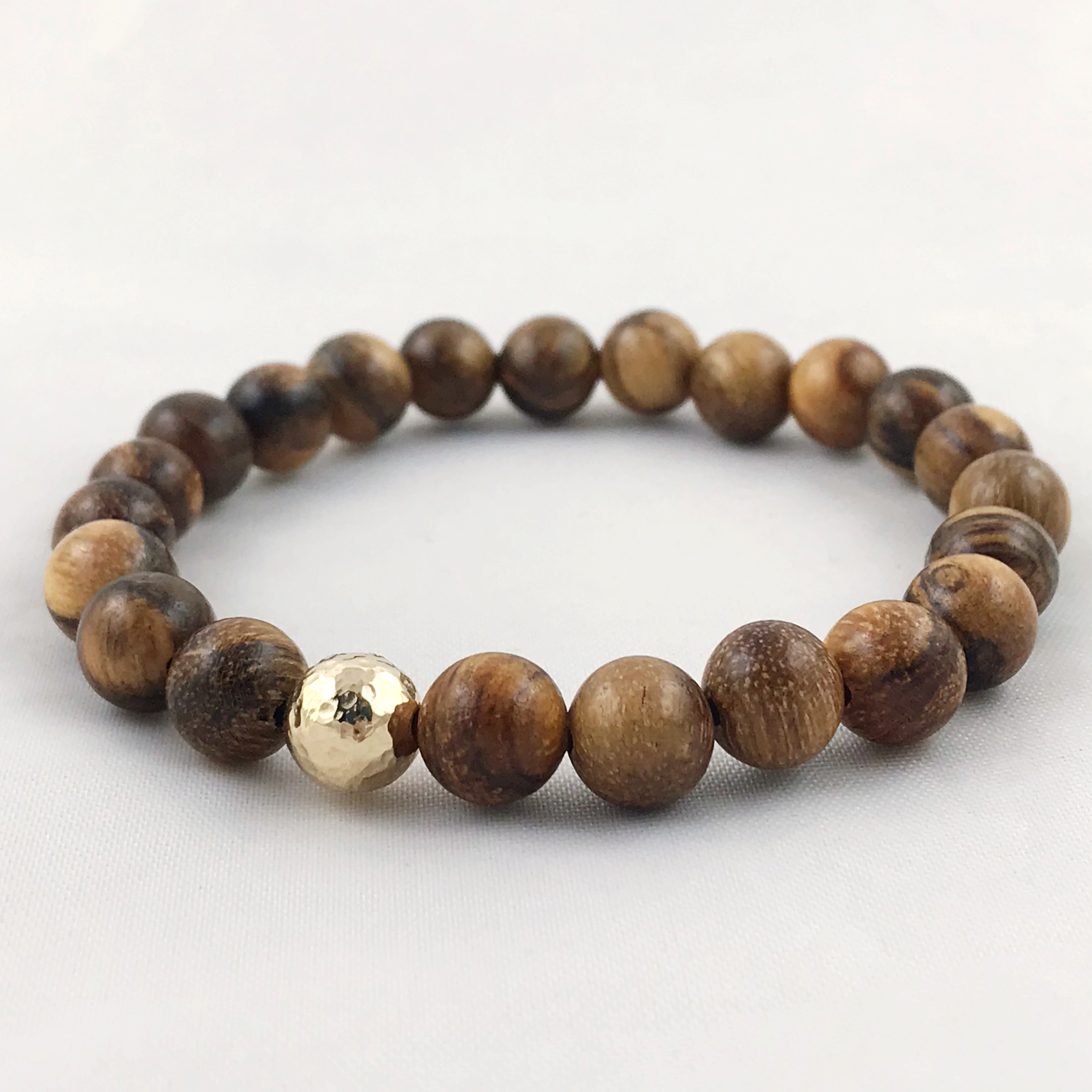 Wood Bracelet / 8mm Qinan Sandalwood Beads / Your Choice Of Metal Accent Bead / Men's Women's Unisex Bracelet - Image 8