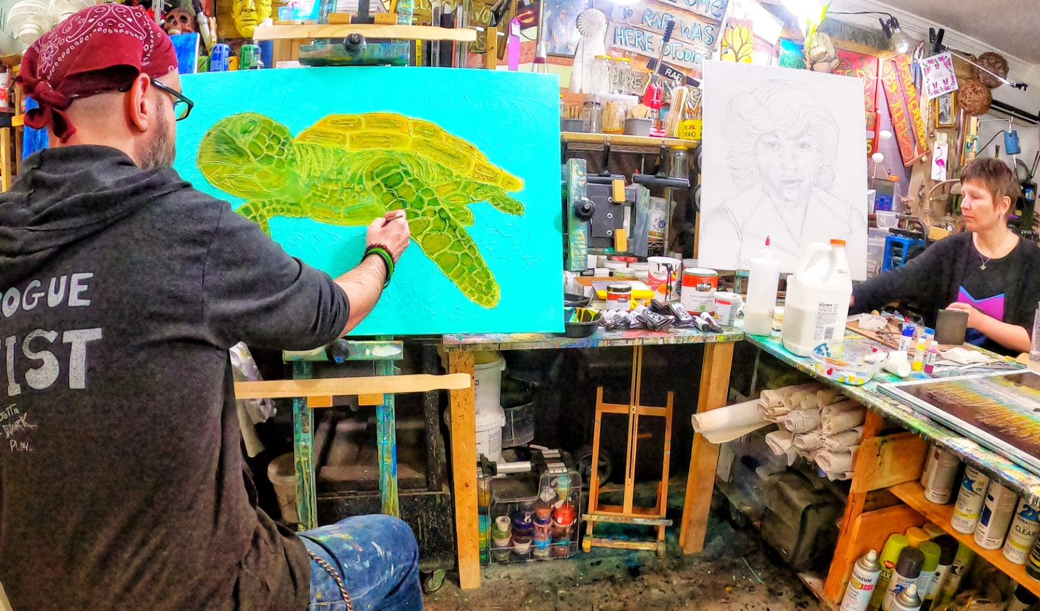 Turtle Wisdom's Power Wall Art by Artist Rafi Perez Mixed Medium on Canvas 36X24 - Image 5