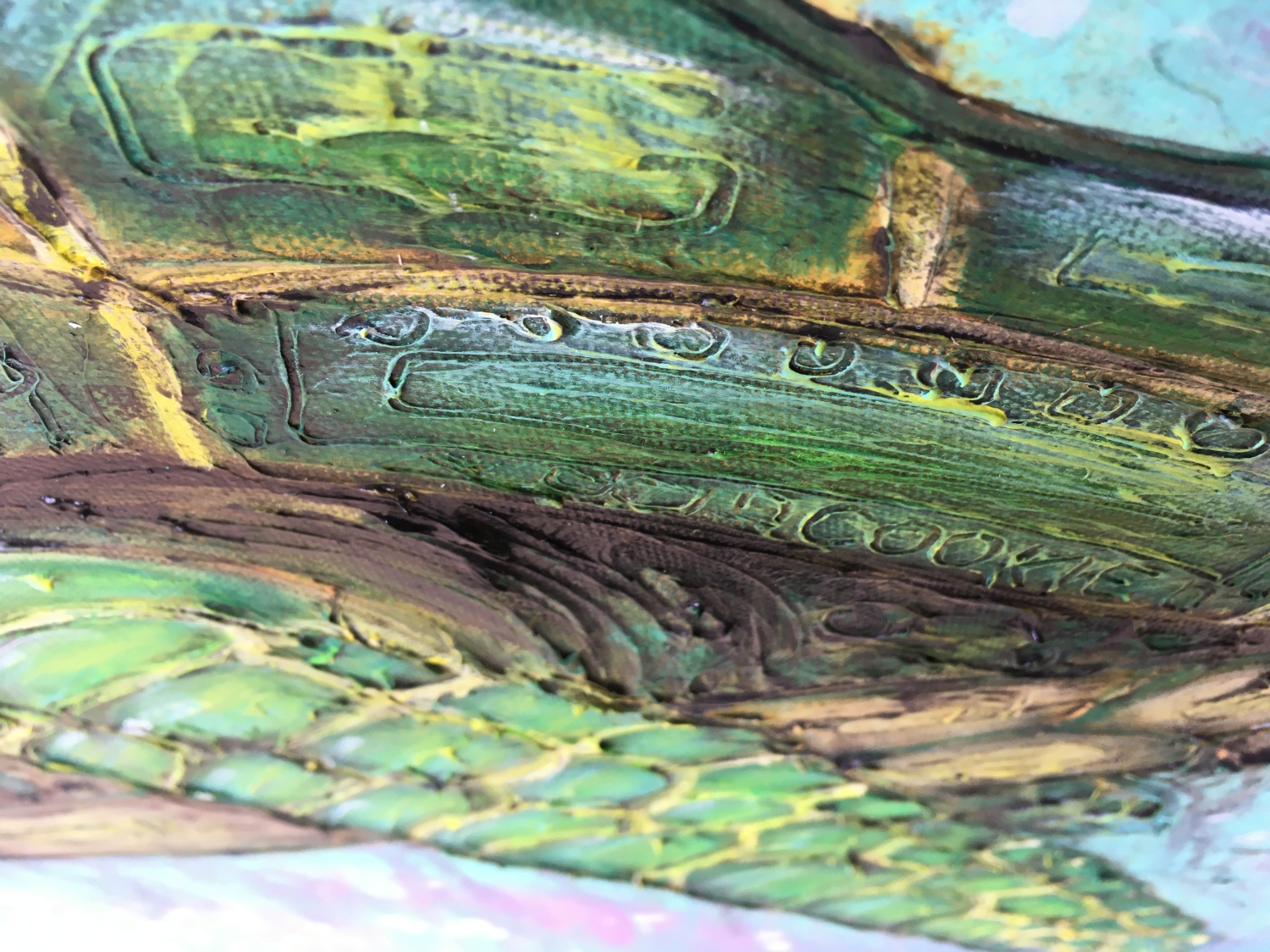 Turtle Wisdom's Power Wall Art by Artist Rafi Perez Mixed Medium on Canvas 36X24 - Image 7