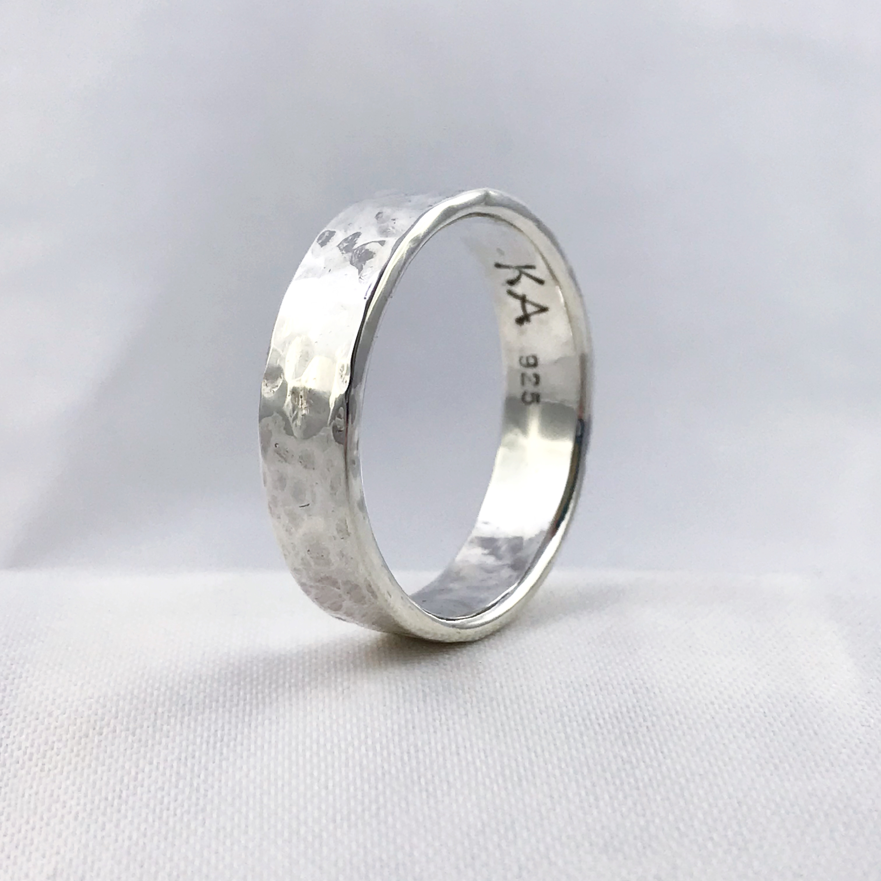 Hammered Silver Ring / Solid Sterling Silver / Rustic Men's Women's Band / 5-6mm Width / Custom Sized / Classic Hammered Texture - Image 4