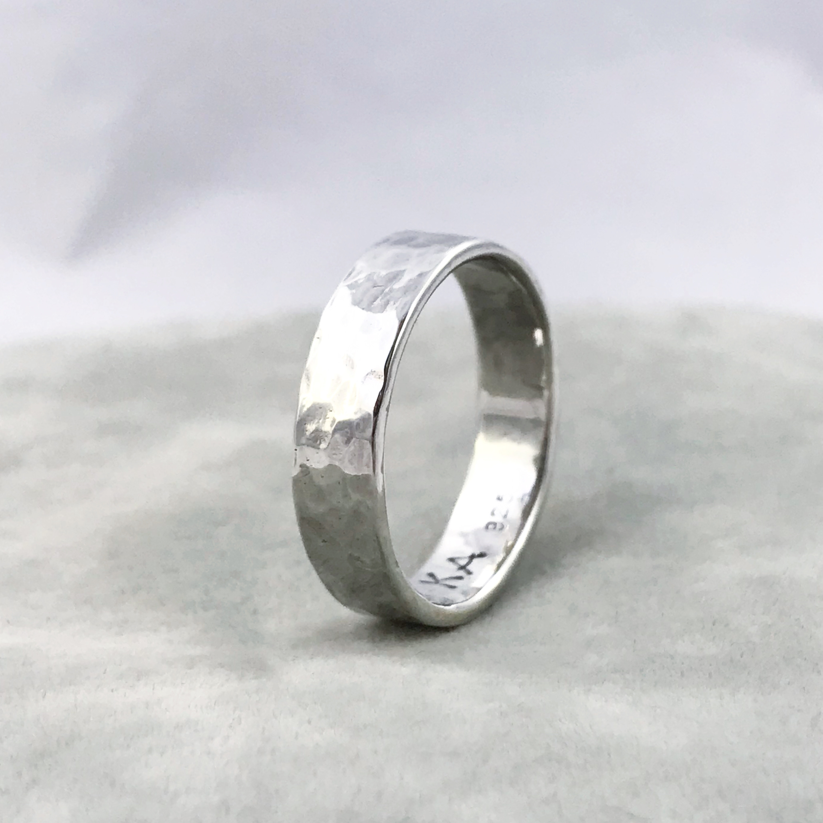 Hammered Silver Ring / Solid Sterling Silver / Rustic Men's Women's Band / 5-6mm Width / Custom Sized / Classic Hammered Texture - Image 7