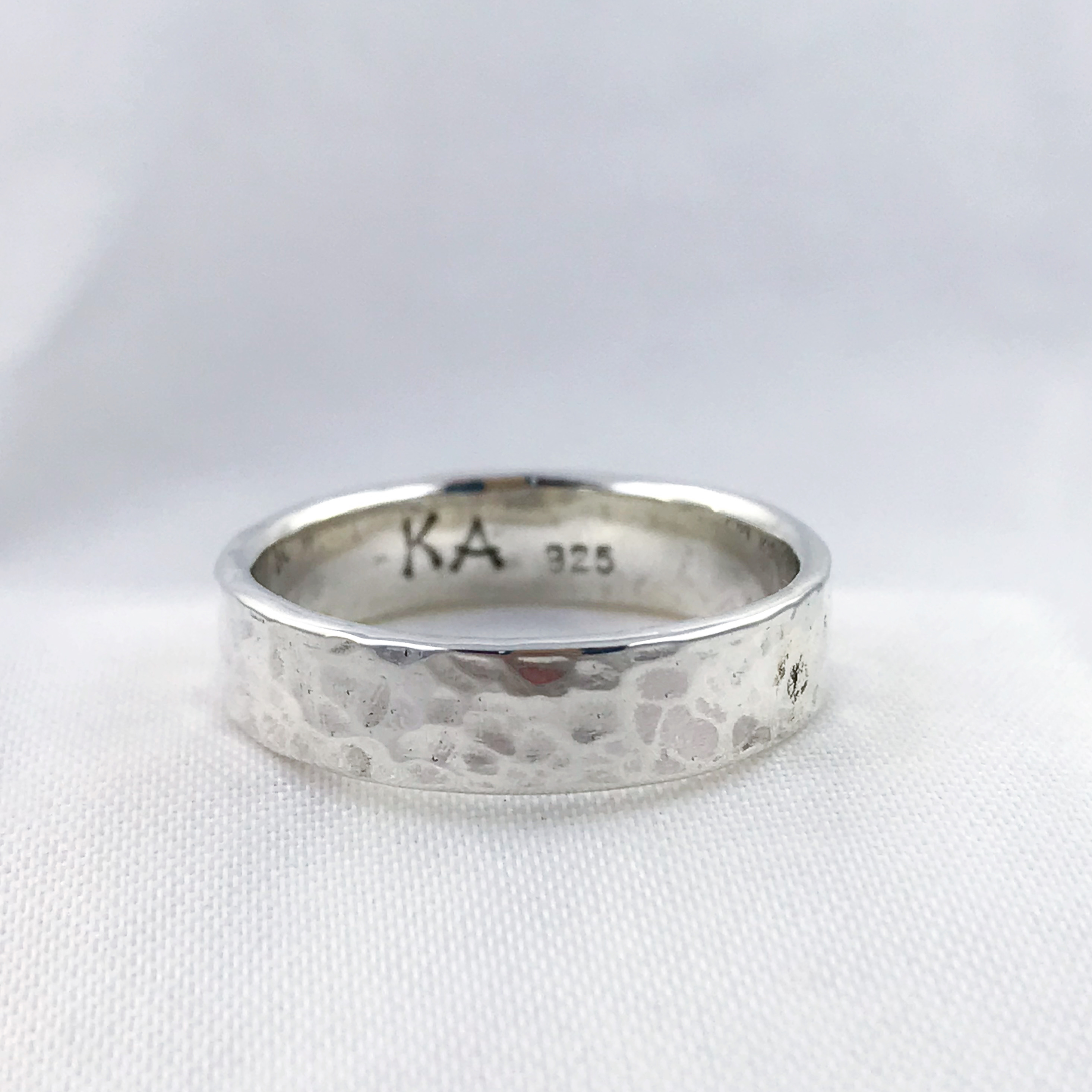 Hammered Silver Ring / Solid Sterling Silver / Rustic Men's Women's Band / 5-6mm Width / Custom Sized / Classic Hammered Texture - Image 3
