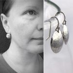 Shield Earrings / Solid Sterling Silver / Convex Domed Disks / Rustic Hammered Texture