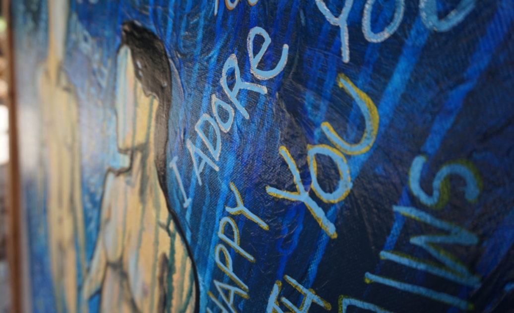 The Things We Say Original Painting Wall Art By Artist Rafi Perez Mixed Medium On Canvas 24X30 - Image 7