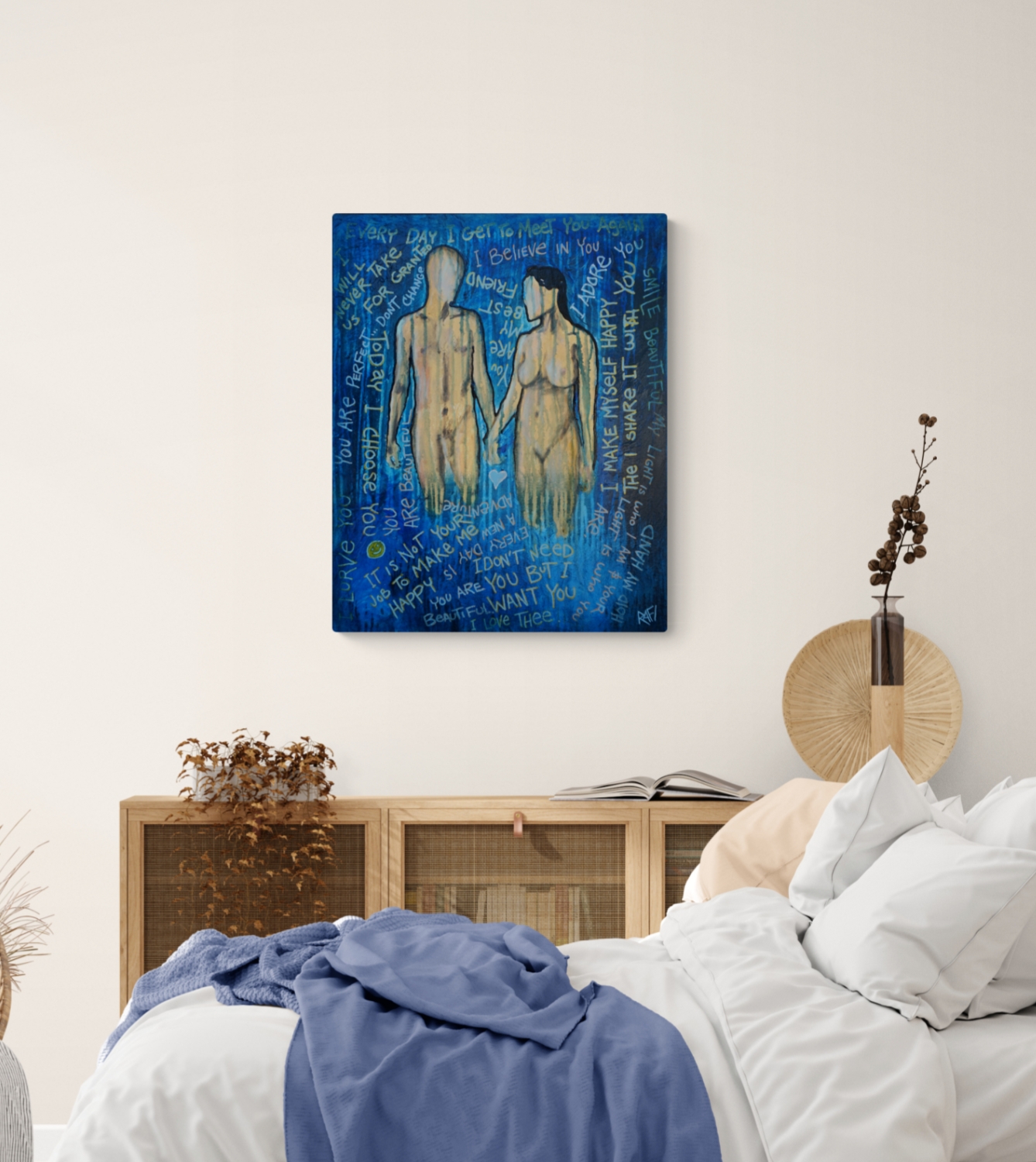 The Things We Say Original Painting Wall Art By Artist Rafi Perez Mixed Medium On Canvas 24X30