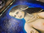 Nude Golden Princess Original Wall Art by Artist Rafi Perez Mixed Medium and 18K Gold on Canvas 70X27