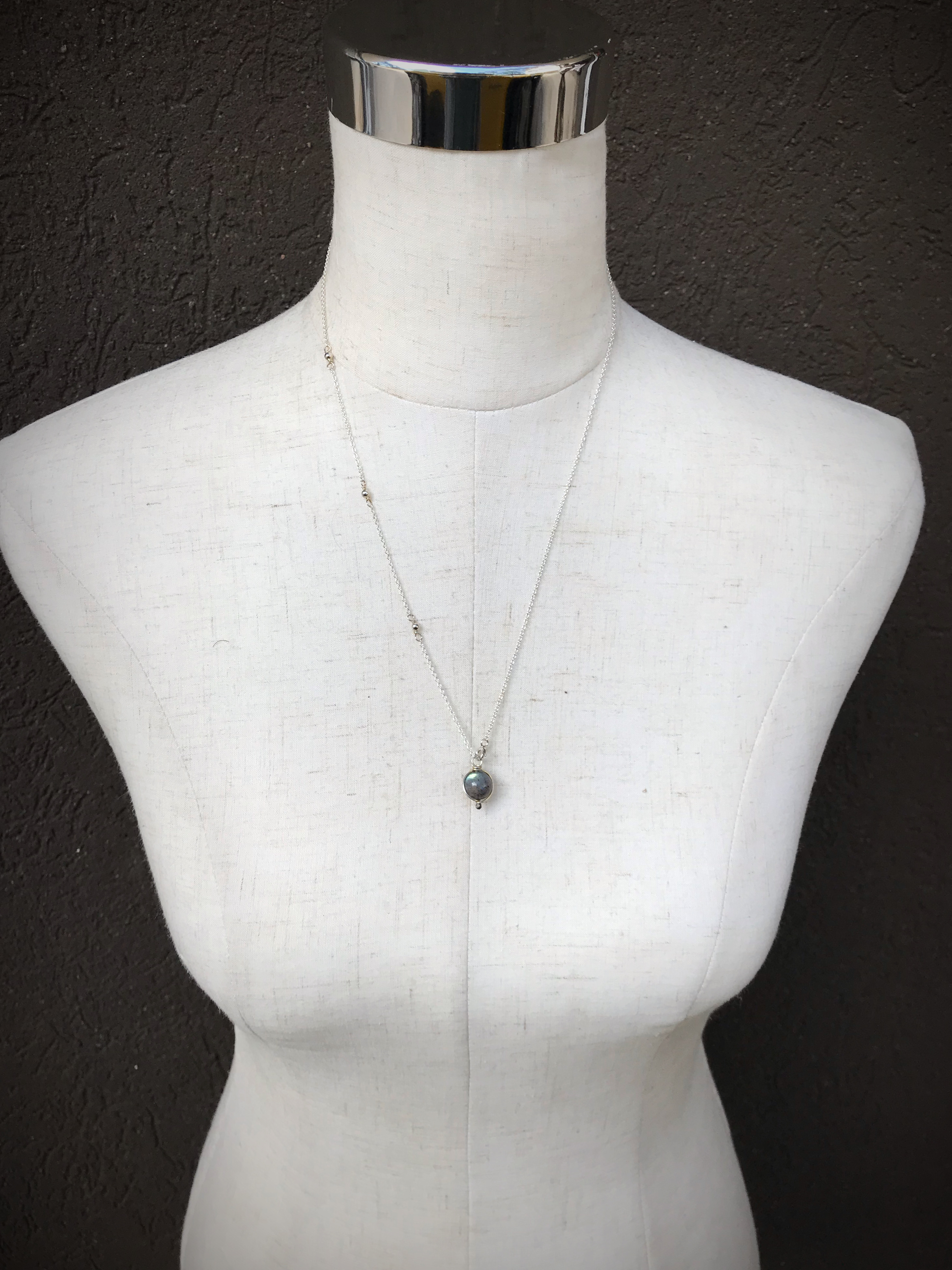 Orb Lariat Necklace / Solid Sterling Silver / Genuine Labradorite / Adjustable Length / Aurora Orb - Image 10