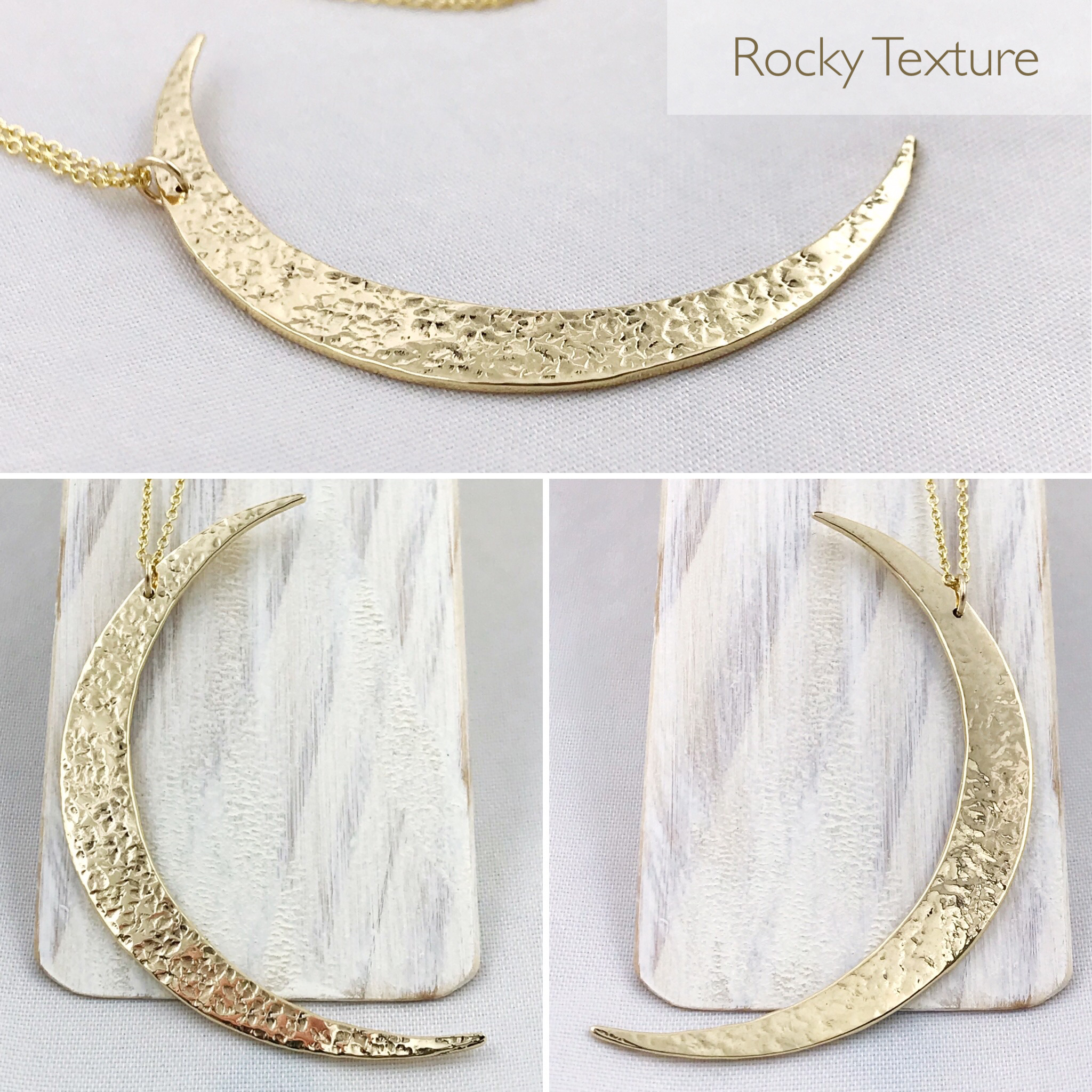 Crescent Moon Necklace - Large Solid Jeweler's Brass Moon Pendant - 14k Gold Filled Chain - Hand Forged - Image 11