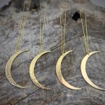 Crescent Moon Necklace - Large Solid Jeweler's Brass Moon Pendant - 14k Gold Filled Chain - Hand Forged