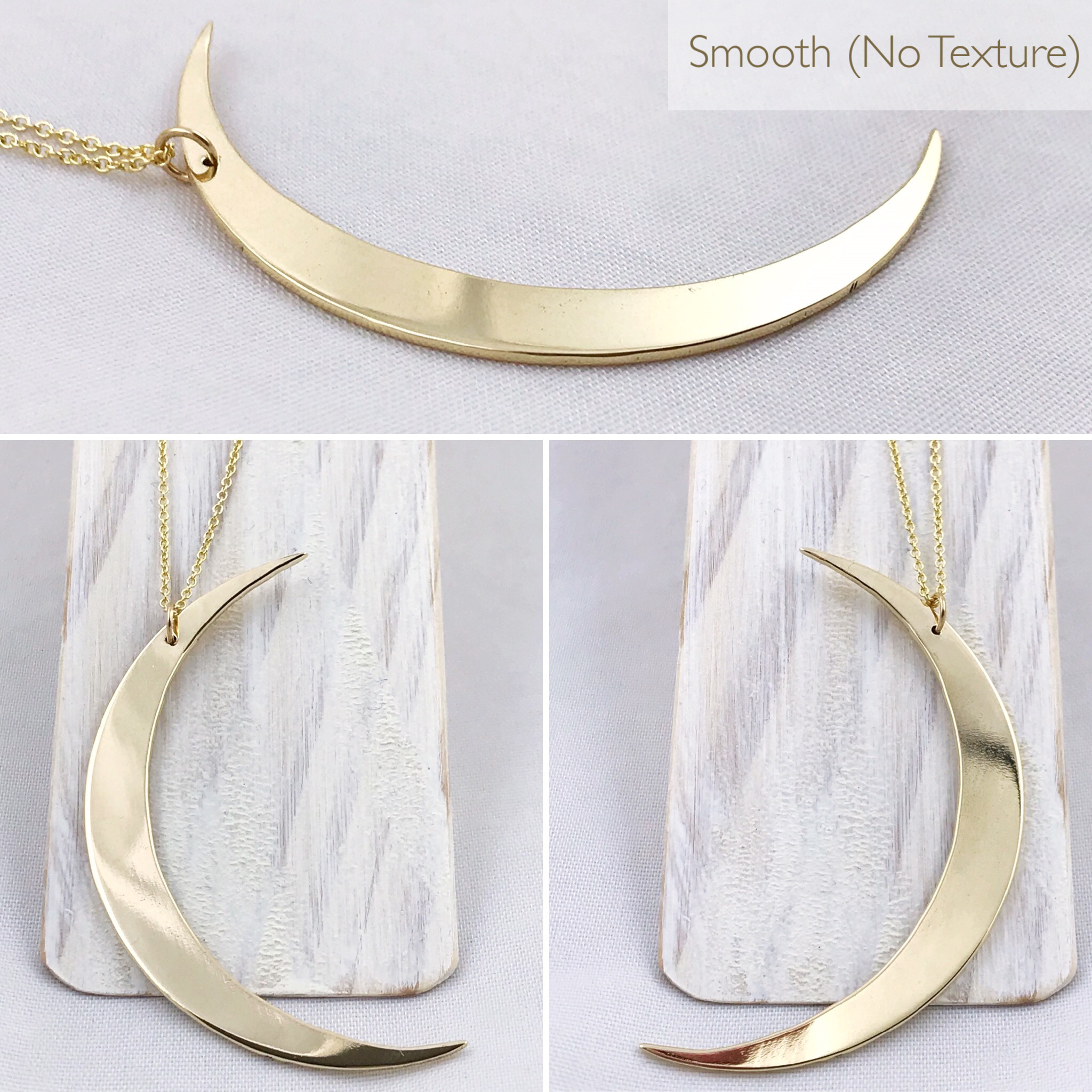 Crescent Moon Necklace - Large Solid Jeweler's Brass Moon Pendant - 14k Gold Filled Chain - Hand Forged - Image 8