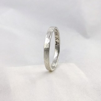 Hammered Silver Ring / Solid Sterling Silver / Rustic Men's Women's Band / 3-4mm Width / Custom Sized / Classic Hammered Texture