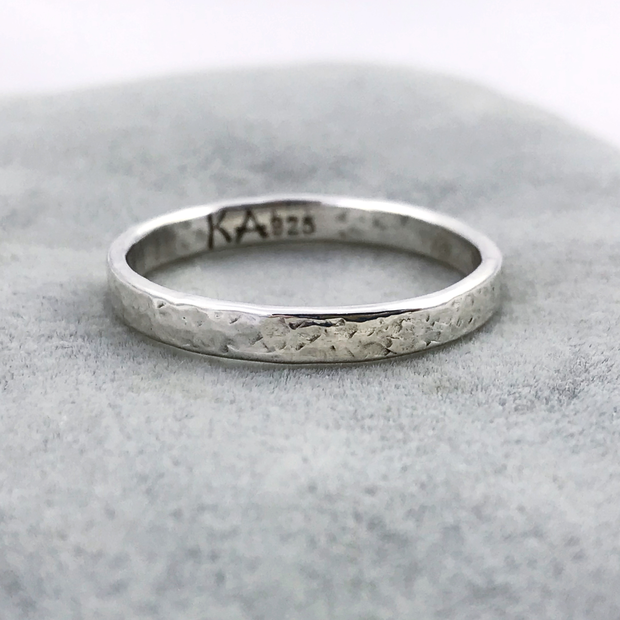 Hammered Silver Ring / Solid Sterling Silver / Rustic Men's Women's Band / 3-4mm Width / Custom Sized / Stone Hammered Texture - Image 9