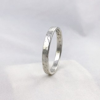 Hammered Silver Ring / Solid Sterling Silver / Rustic Men's Women's Band / 3-4mm Width / Custom Sized / Stone Hammered Texture