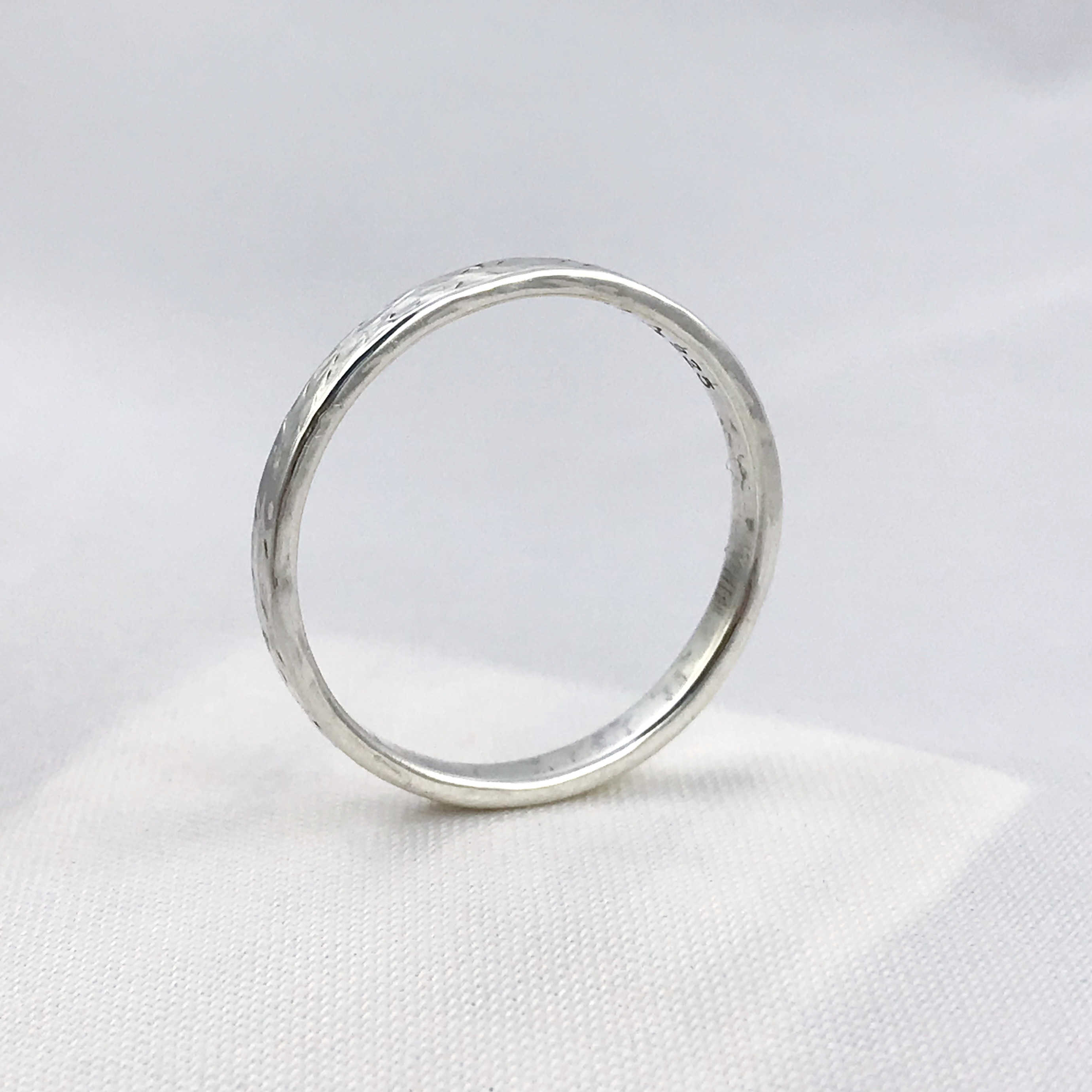 Hammered Silver Ring / Solid Sterling Silver / Rustic Men's Women's Band / 3-4mm Width / Custom Sized / Stone Hammered Texture - Image 6