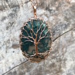 Tree Of Life Necklace - 14k Rose Gold Filled - Faceted Moss Agate - "Garden"