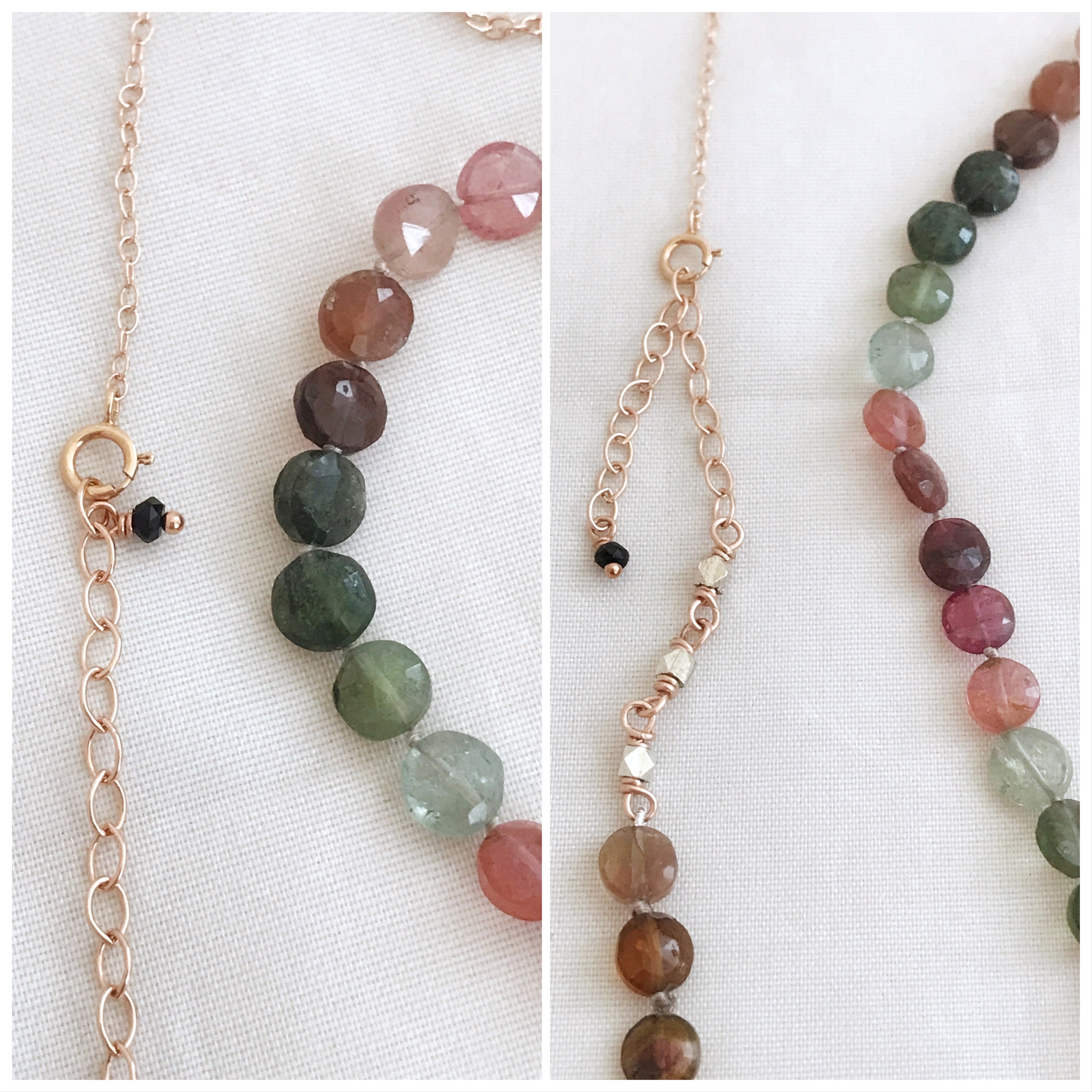 Long Multi Tourmaline Necklace - Multicolor Tourmaline - Fine Silver Nuggets - 14k Rose Gold Filled - Image 8