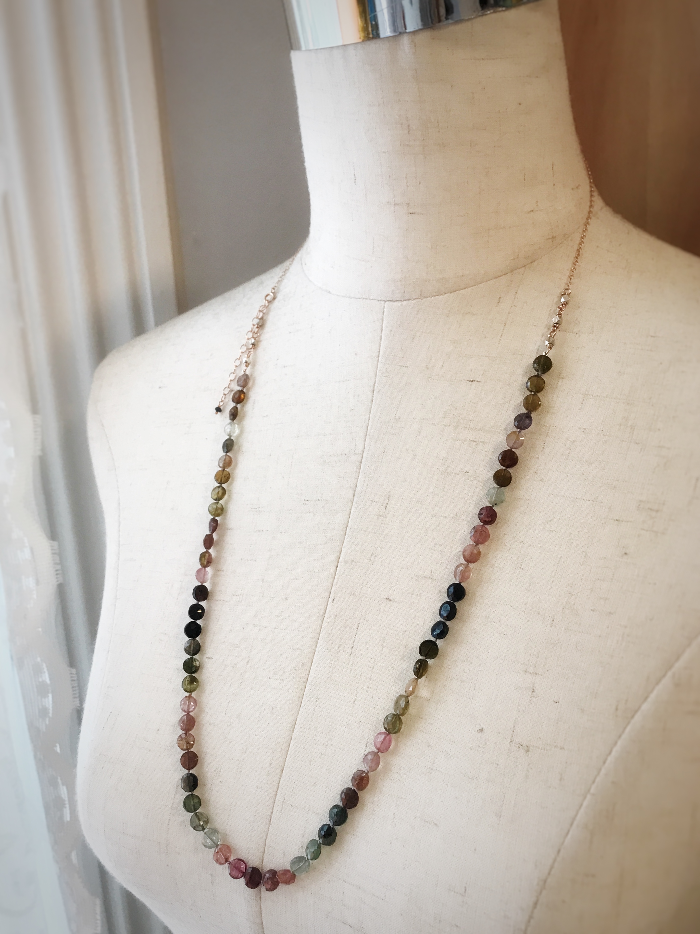 Long Multi Tourmaline Necklace - Multicolor Tourmaline - Fine Silver Nuggets - 14k Rose Gold Filled - Image 6