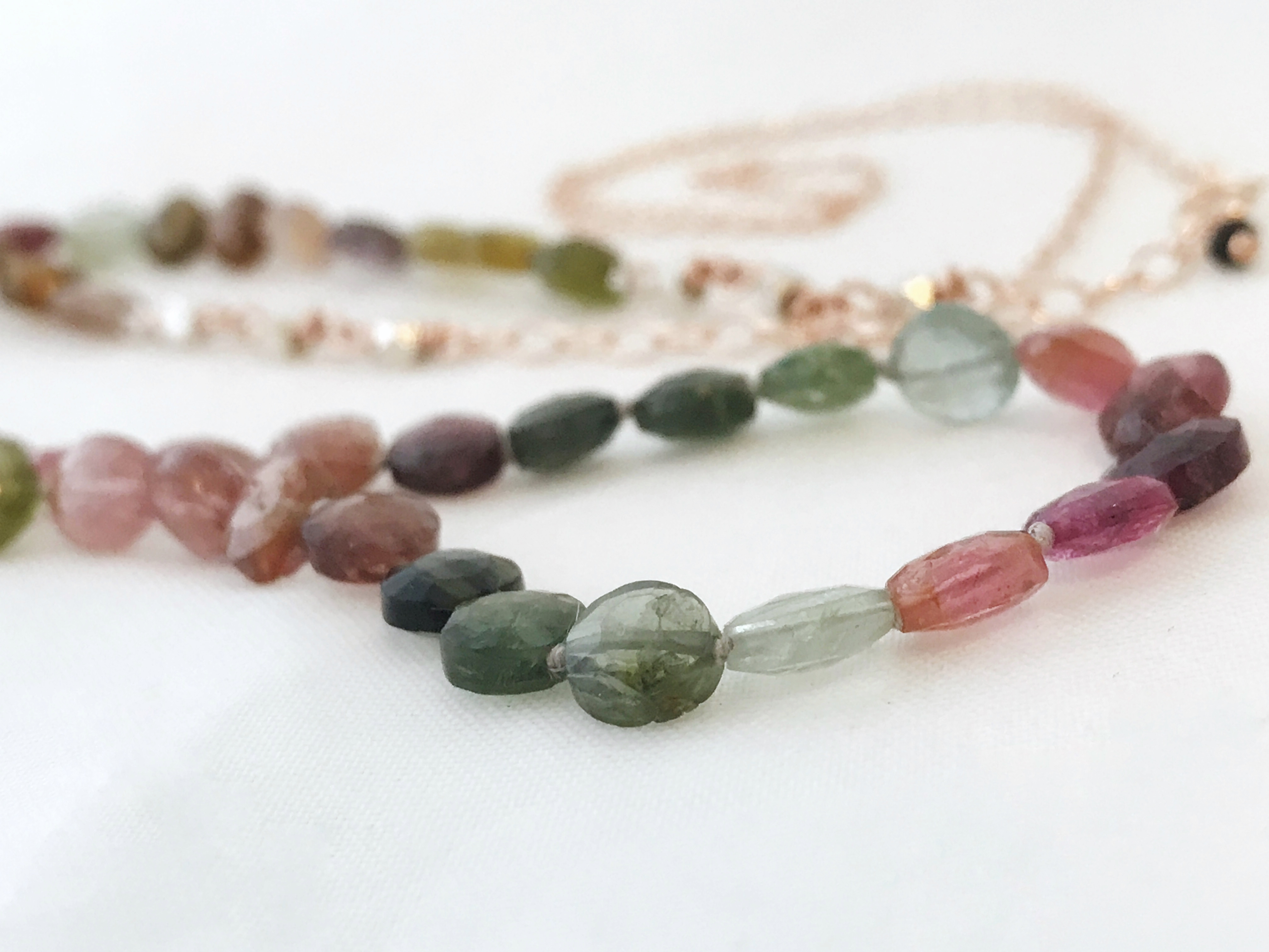 Long Multi Tourmaline Necklace - Multicolor Tourmaline - Fine Silver Nuggets - 14k Rose Gold Filled - Image 5