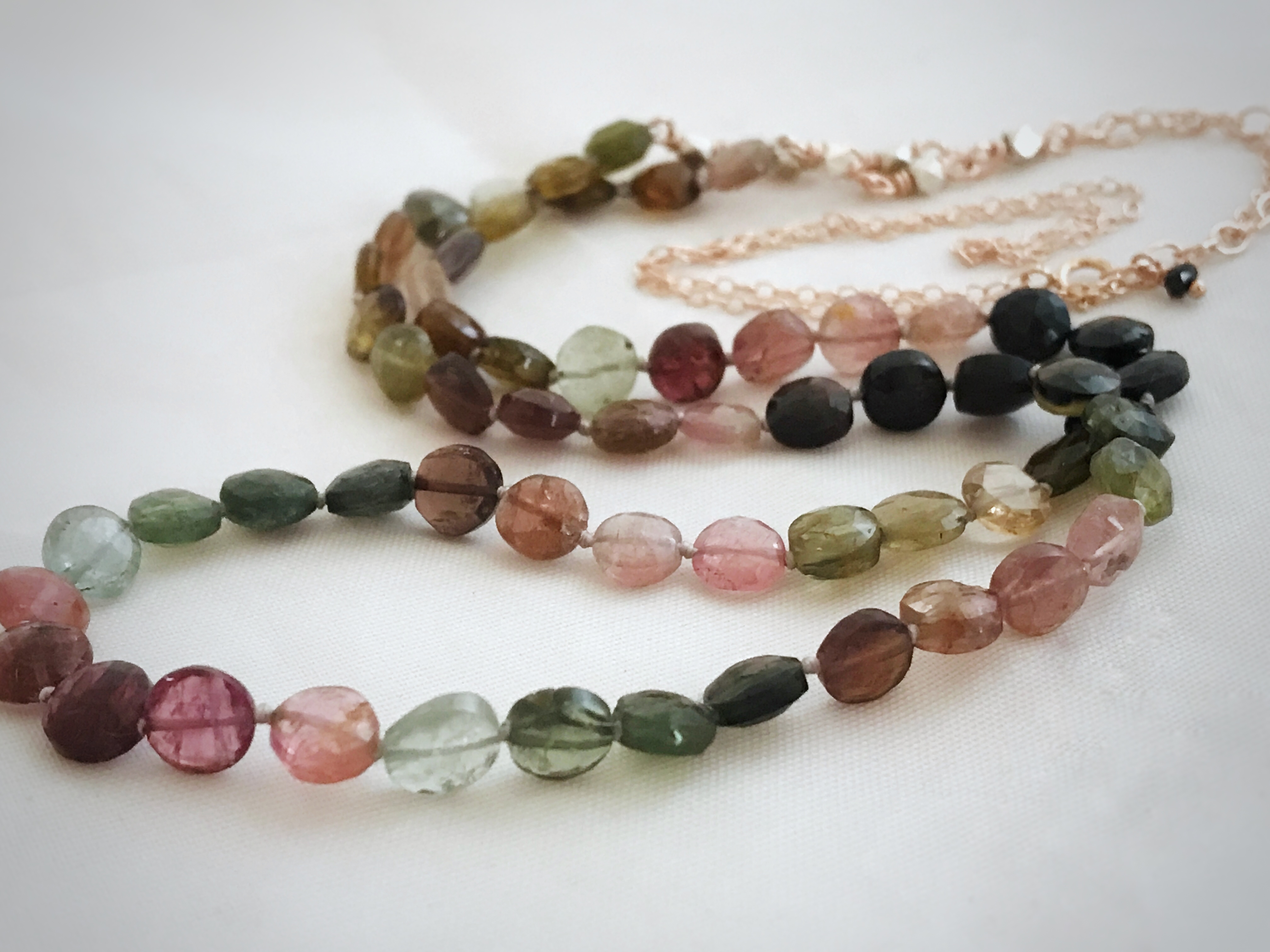 Long Multi Tourmaline Necklace - Multicolor Tourmaline - Fine Silver Nuggets - 14k Rose Gold Filled - Image 9