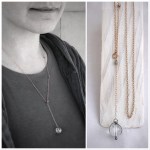 Orb Lariat Necklace / Solid Sterling Silver / Fine Silver / 14k Rose Gold Filled / Genuine Quartz / Pools Of Light