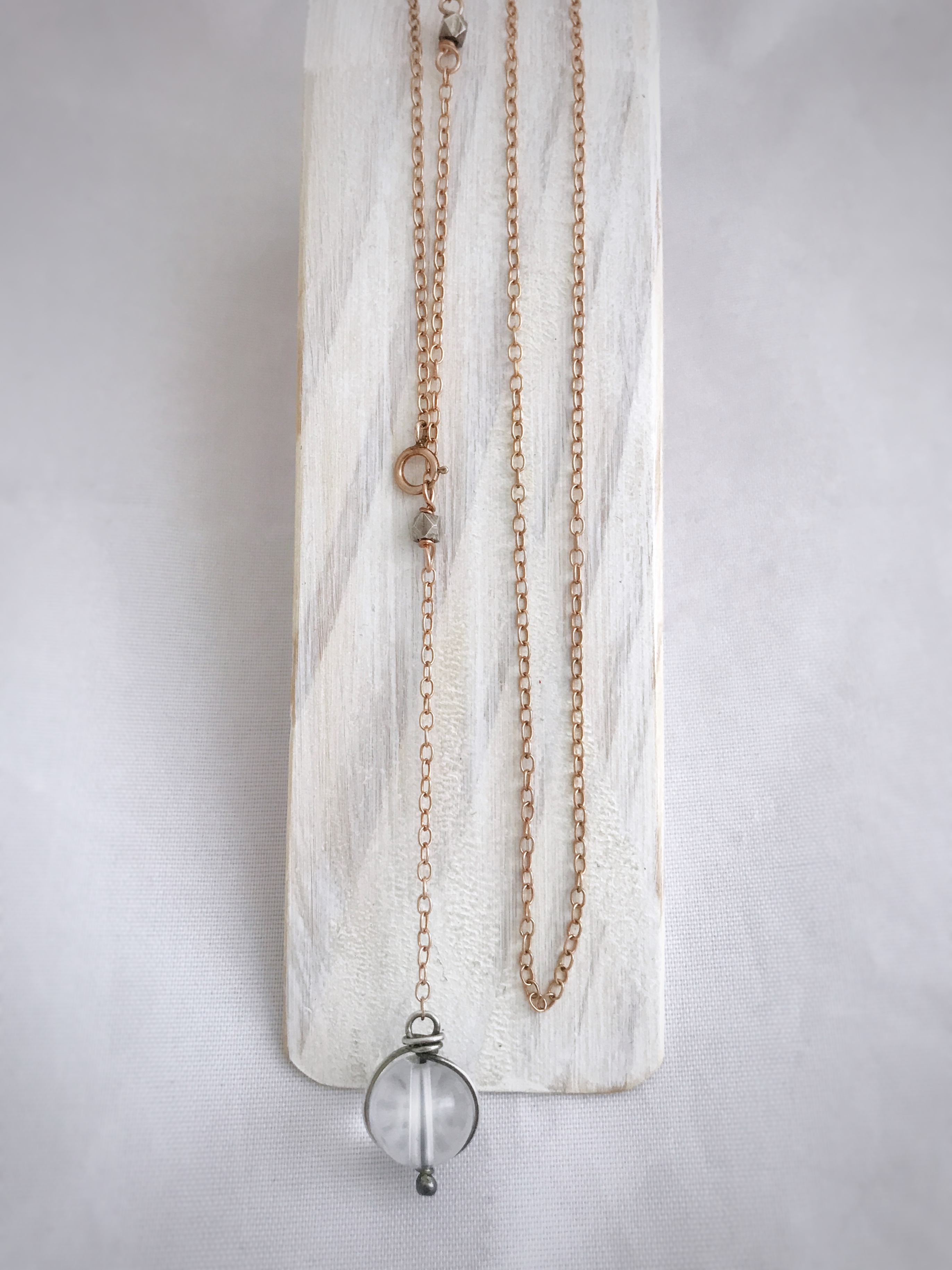 Orb Lariat Necklace / Solid Sterling Silver / Fine Silver / 14k Rose Gold Filled / Genuine Quartz / Pools Of Light - Image 5