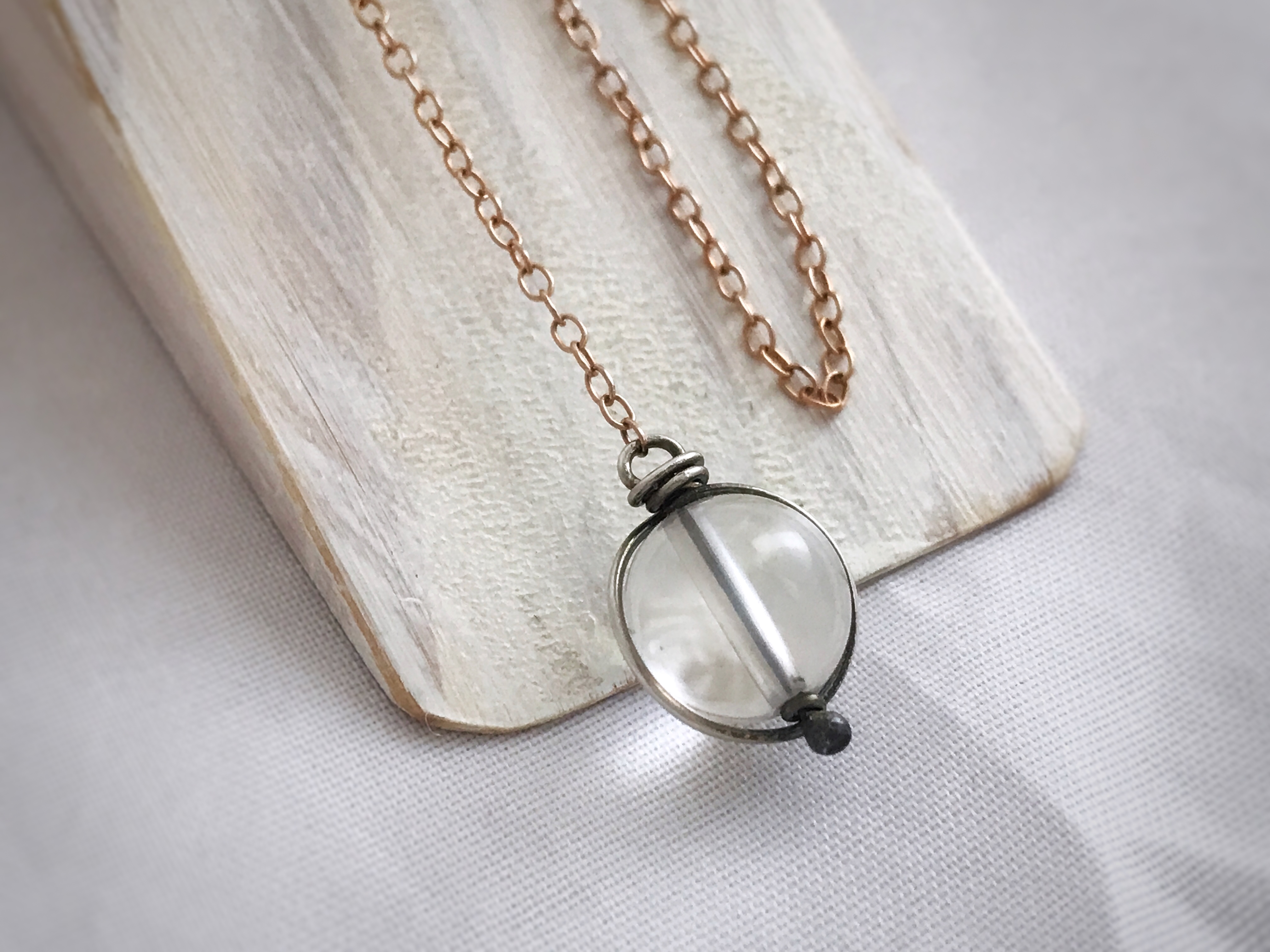 Orb Lariat Necklace / Solid Sterling Silver / Fine Silver / 14k Rose Gold Filled / Genuine Quartz / Pools Of Light - Image 6
