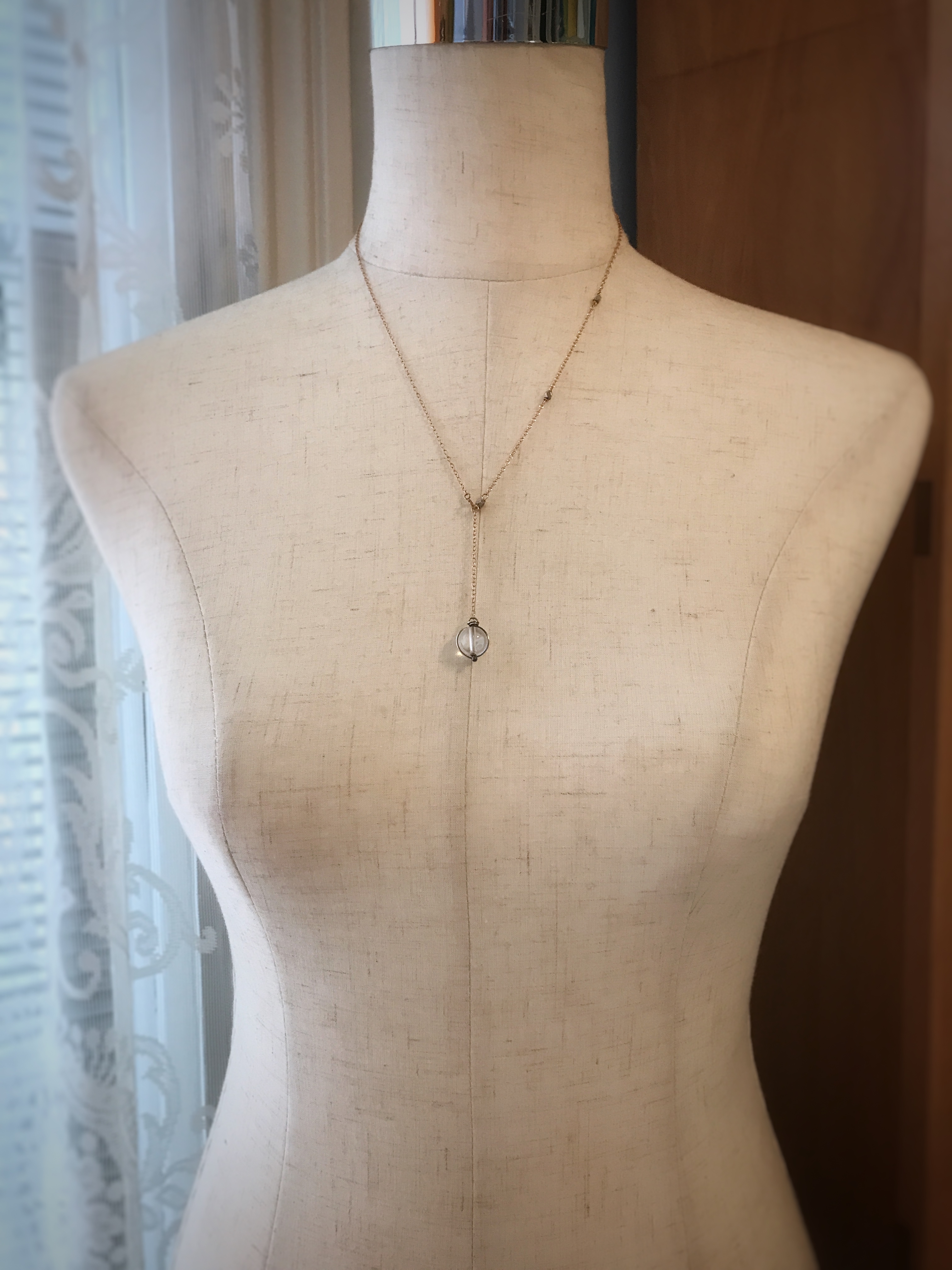 Orb Lariat Necklace / Solid Sterling Silver / Fine Silver / 14k Rose Gold Filled / Genuine Quartz / Pools Of Light - Image 8