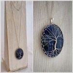 Tree Of Life Necklace / Solid Sterling Silver / Oval Cut Sodalite Stone / "Knowing"