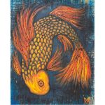 "The Joy Of Koi" Signed Print On Giclee Velvet Watercolor Paper Or Artist Enhanced Print On Wood By Artist Rafi Perez