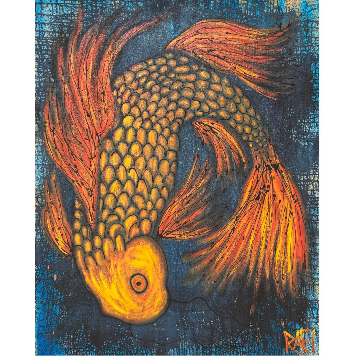 "The Joy Of Koi" Signed Print On Giclee Velvet Watercolor Paper Or Artist Enhanced Print On Wood By Artist Rafi Perez