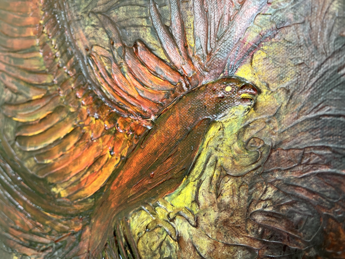 Into The Flames Original Painting Art By Artist Rafi Perez Mixed Medium On Canvas 18x24 - Image 3