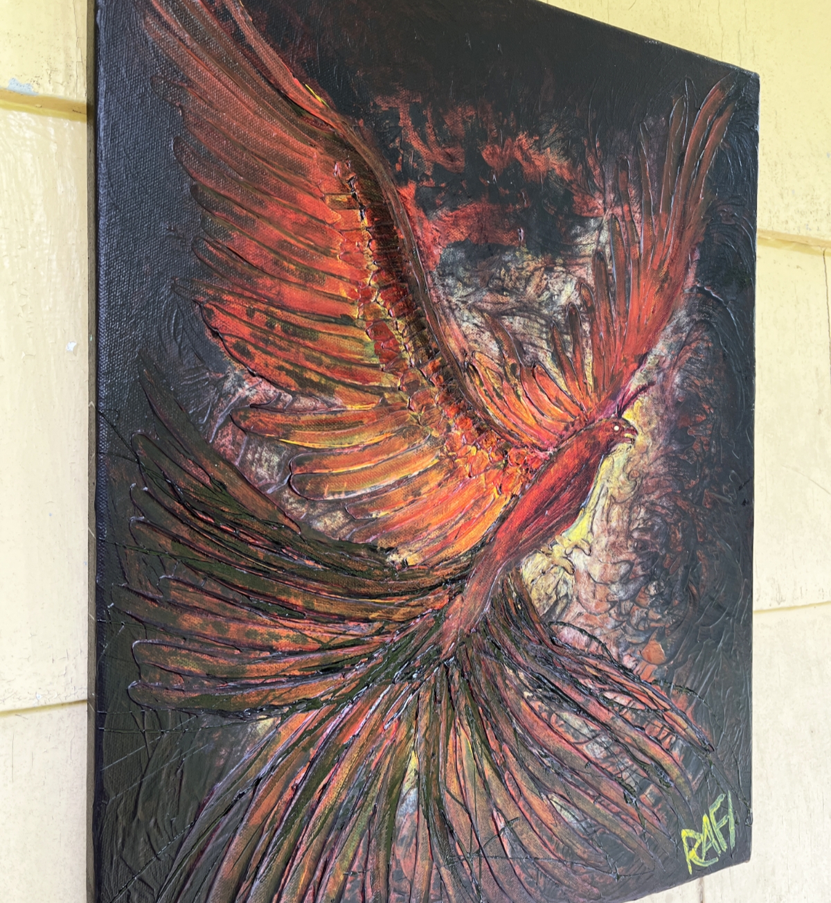 Into The Flames Original Painting Art By Artist Rafi Perez Mixed Medium On Canvas 18x24 - Image 4