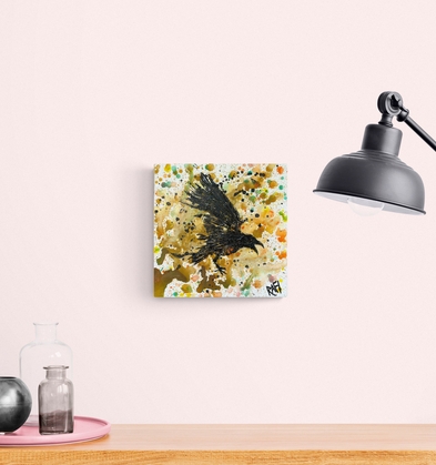 The Raven's Transformation No.1 By Artist Rafi Perez Original Art On Gallery Wrapped Canvas 12X12 - Image 7