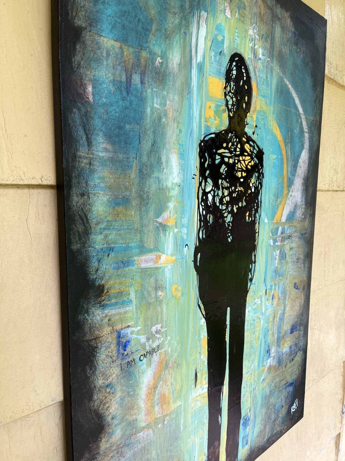 Untangled Perception By Artist Rafi Perez Mixed Medium On Canvas 24x36 - Image 3