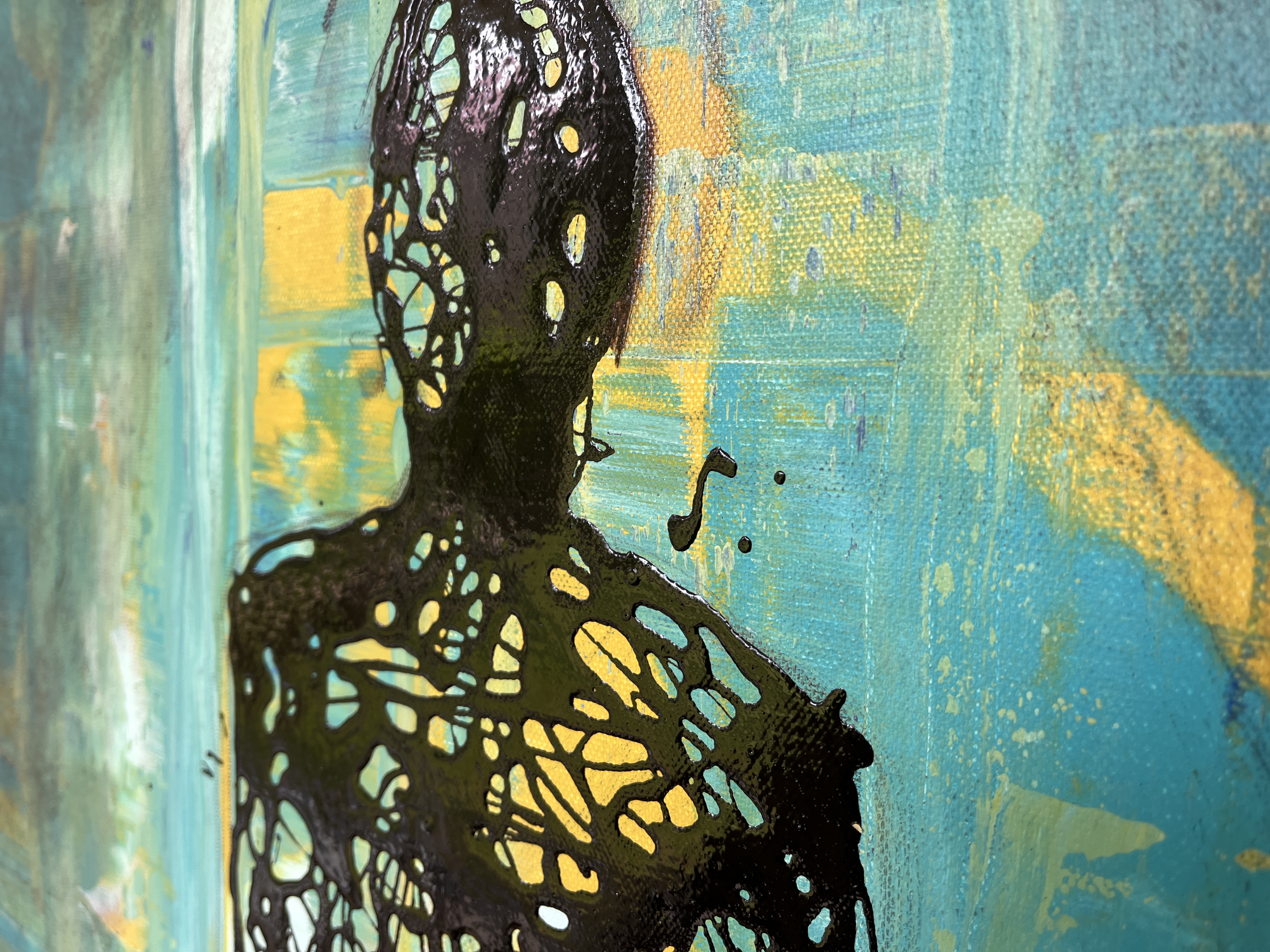 Untangled Perception By Artist Rafi Perez Mixed Medium On Canvas 24x36 - Image 6
