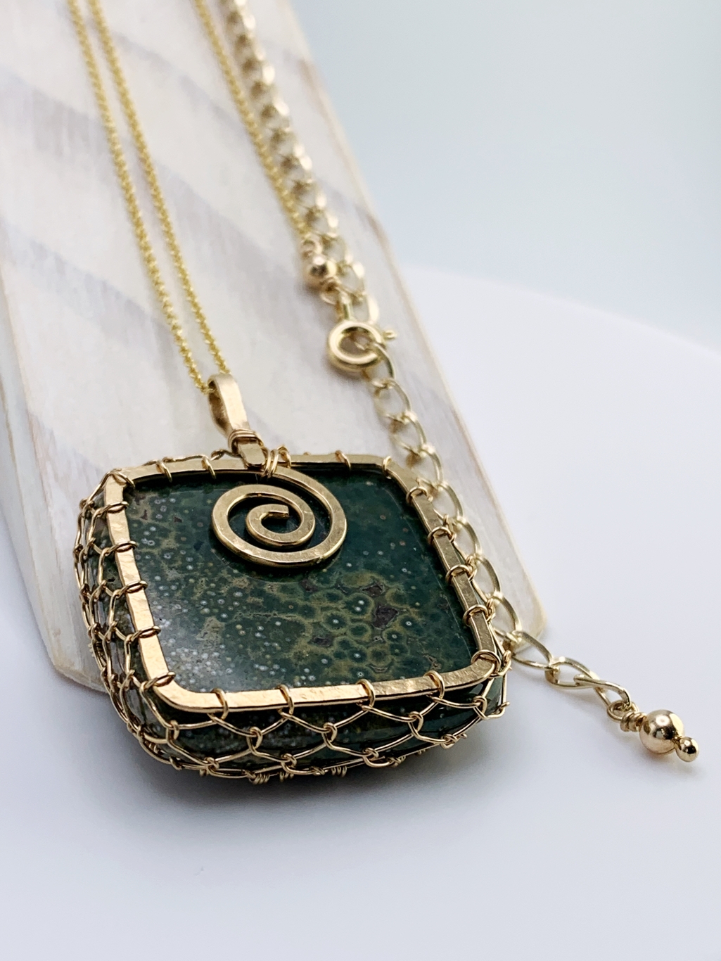Tree Of Life Necklace / 14k Yellow Gold Filled / Ocean Jasper / "Becoming" - Image 7