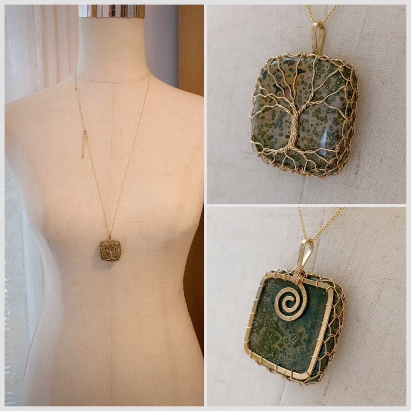 Tree Of Life Necklace / 14k Yellow Gold Filled / Ocean Jasper / "Becoming" - Image 9