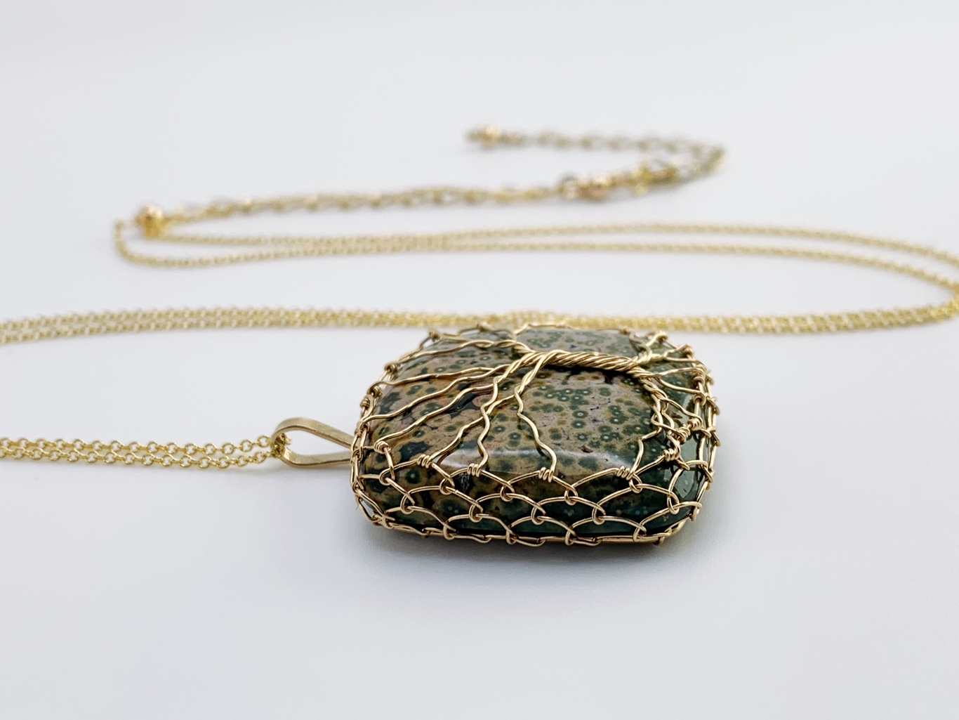 Tree Of Life Necklace / 14k Yellow Gold Filled / Ocean Jasper / "Becoming" - Image 4