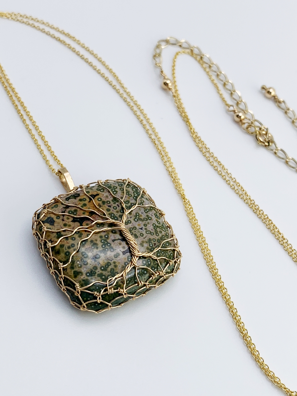 Tree Of Life Necklace / 14k Yellow Gold Filled / Ocean Jasper / "Becoming" - Image 3