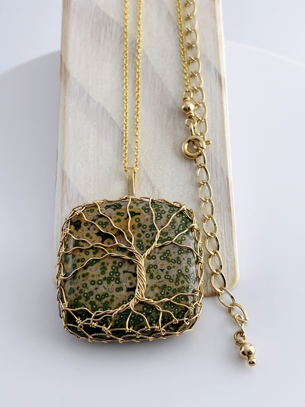 Tree Of Life Necklace / 14k Yellow Gold Filled / Ocean Jasper / "Becoming" - Image 5