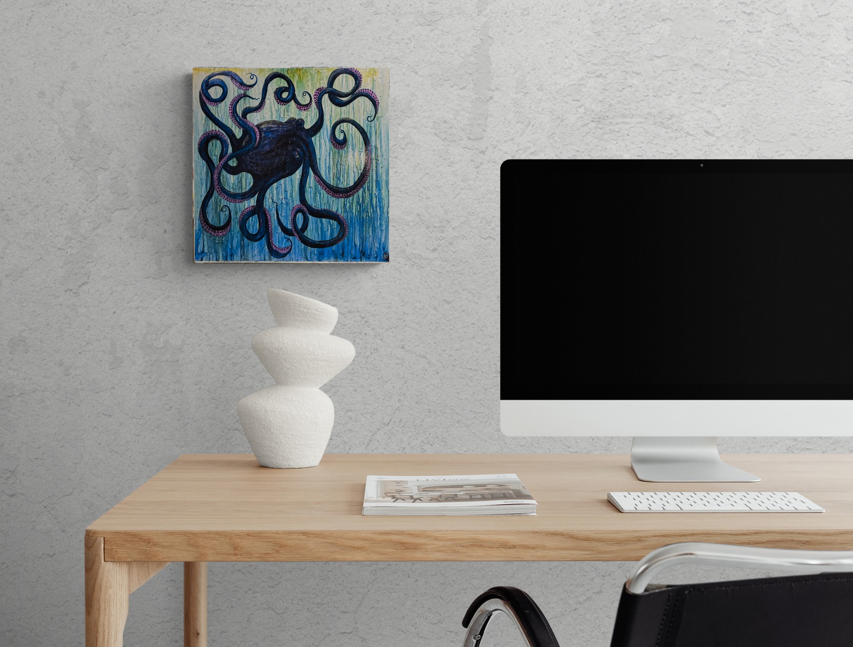 Octopus (Into The Deep) Signed Print On Giclee Velvet Watercolor Paper Or Artist Enhanced Print On Wood By Artist Rafi Perez - Image 6