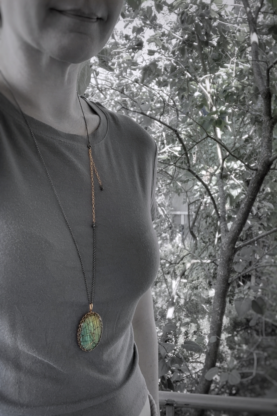 Tree Of Life Necklace / Antiqued Sterling Silver / 14k Rose Gold Filled / Labradorite / "Light and Shadow" - Image 10