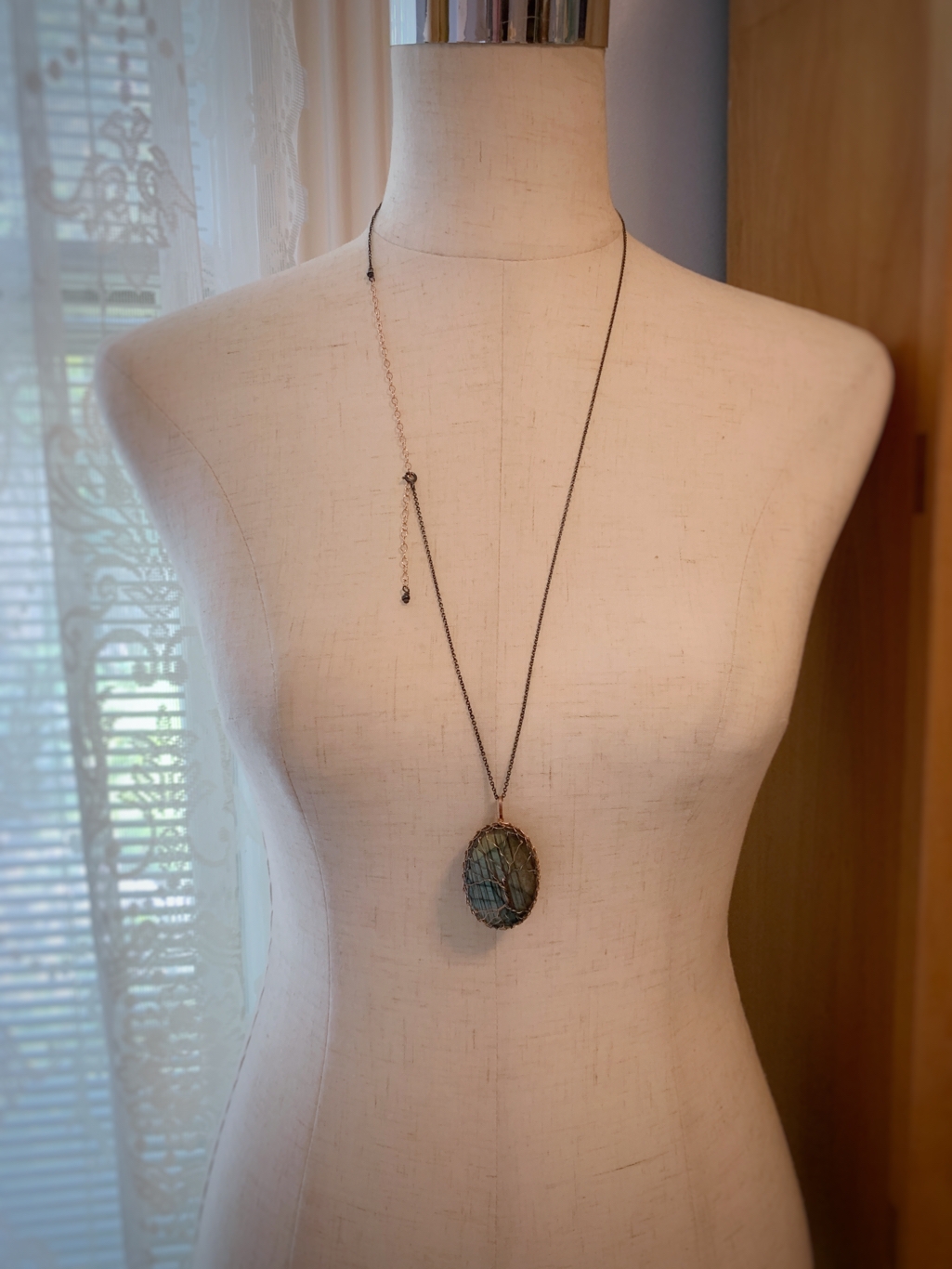 Tree Of Life Necklace / Antiqued Sterling Silver / 14k Rose Gold Filled / Labradorite / "Light and Shadow" - Image 9