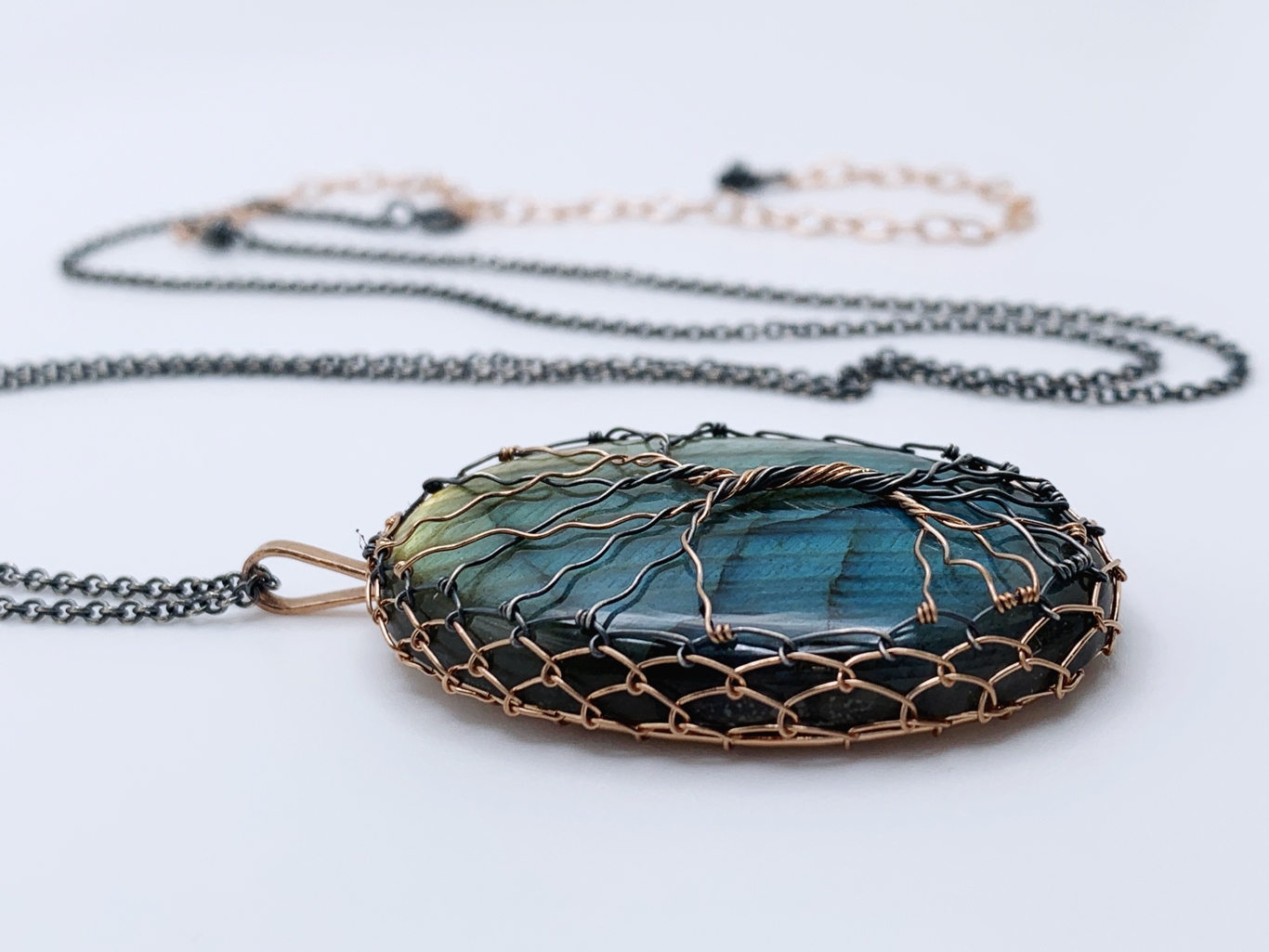 Tree Of Life Necklace / Antiqued Sterling Silver / 14k Rose Gold Filled / Labradorite / "Light and Shadow" - Image 7