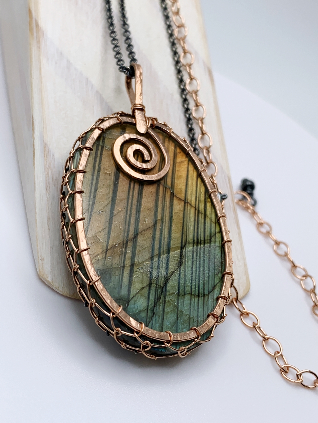 Tree Of Life Necklace / Antiqued Sterling Silver / 14k Rose Gold Filled / Labradorite / "Light and Shadow" - Image 4