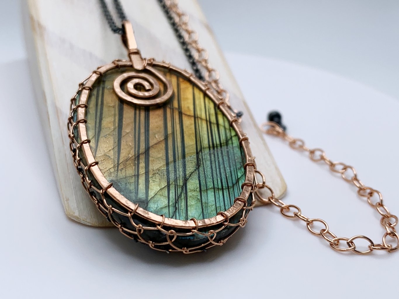 Tree Of Life Necklace / Antiqued Sterling Silver / 14k Rose Gold Filled / Labradorite / "Light and Shadow" - Image 5