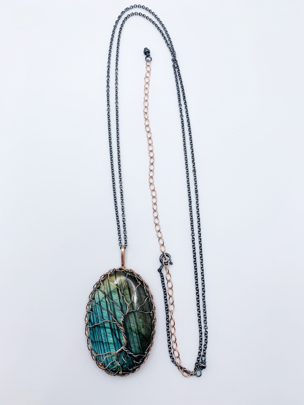 Tree Of Life Necklace / Antiqued Sterling Silver / 14k Rose Gold Filled / Labradorite / "Light and Shadow" - Image 2